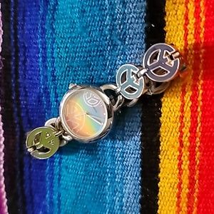 Vintage Stainless Steel Child's Peace Sign watch